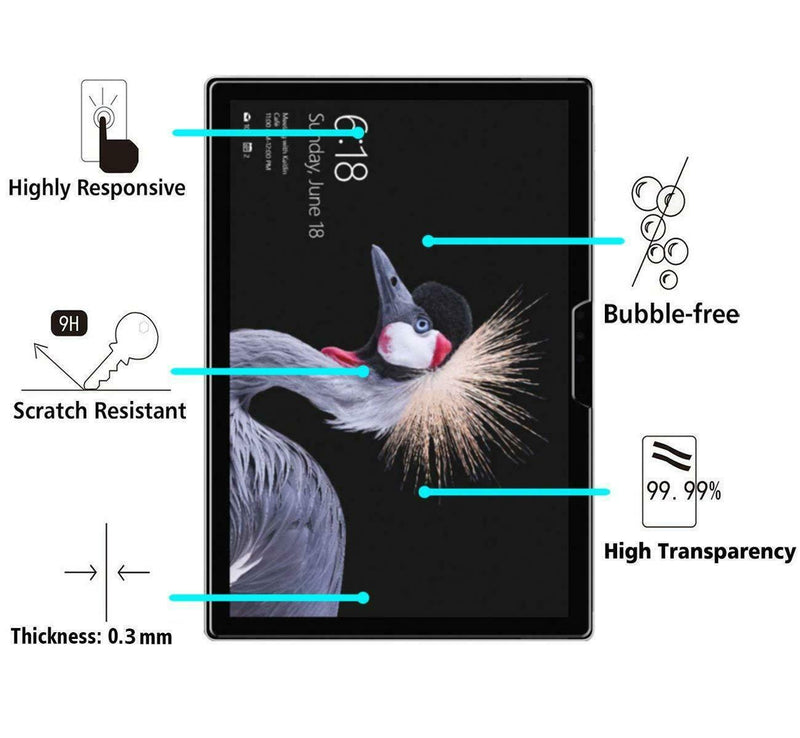 2x Microsoft Surface Pro 6 5 4 7 X Go Surface Book Tempered Glass Screen Protector