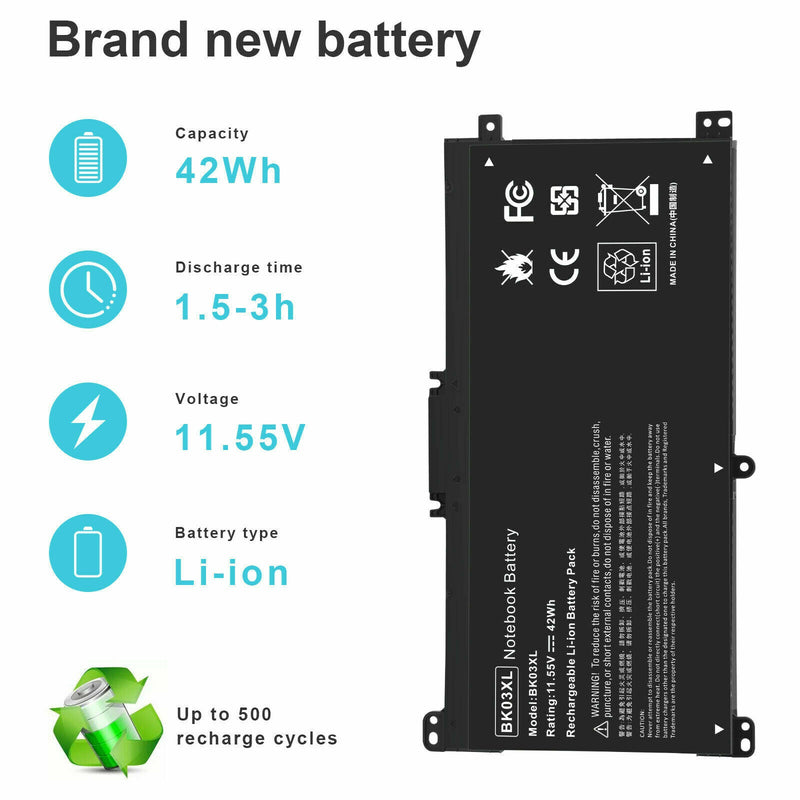 BK03XL Battery for Hp Pavilion x360 14-ba series HSTNN-UB7G TPN-W125 916366-541