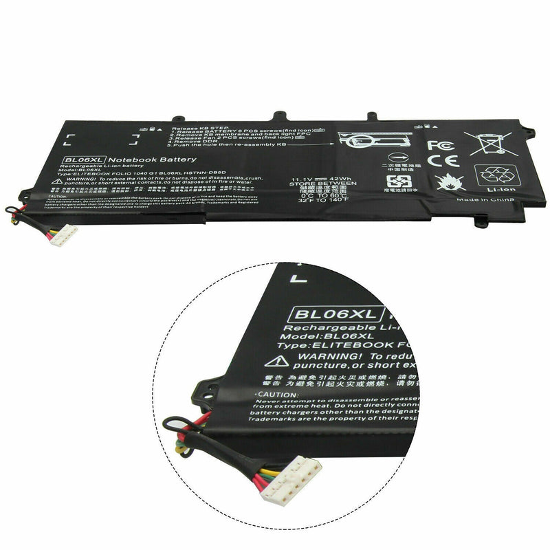 FAST Charging BL06XL Battery for HP EliteBook Folio 1040 G1, 1040 G2 722297-001