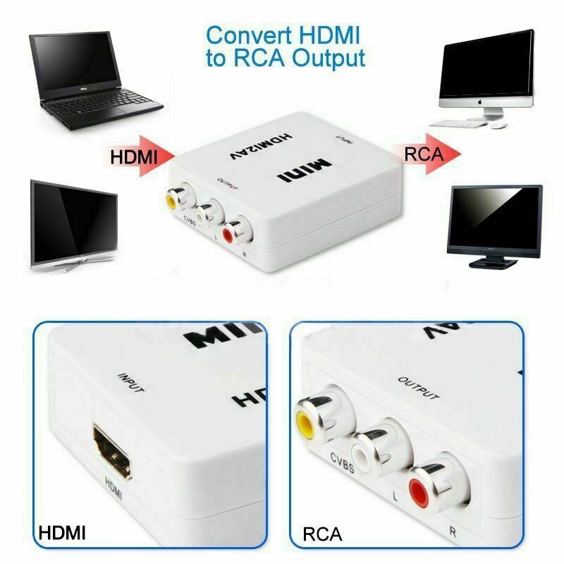 3RCA HDMI To AV Converter CVBS Video Cable HDMI2AV Converter 1080p upscaling