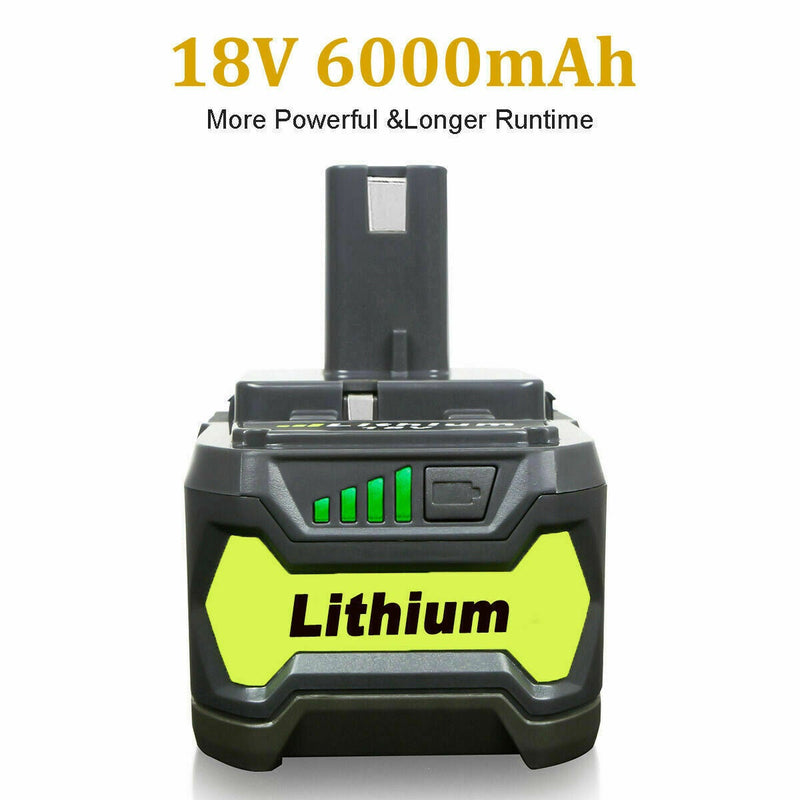 Compatible Lithium Battery 18V 6AH For Ryobi One+ Plus P108 RB18L50 P104 P780 RB18L40