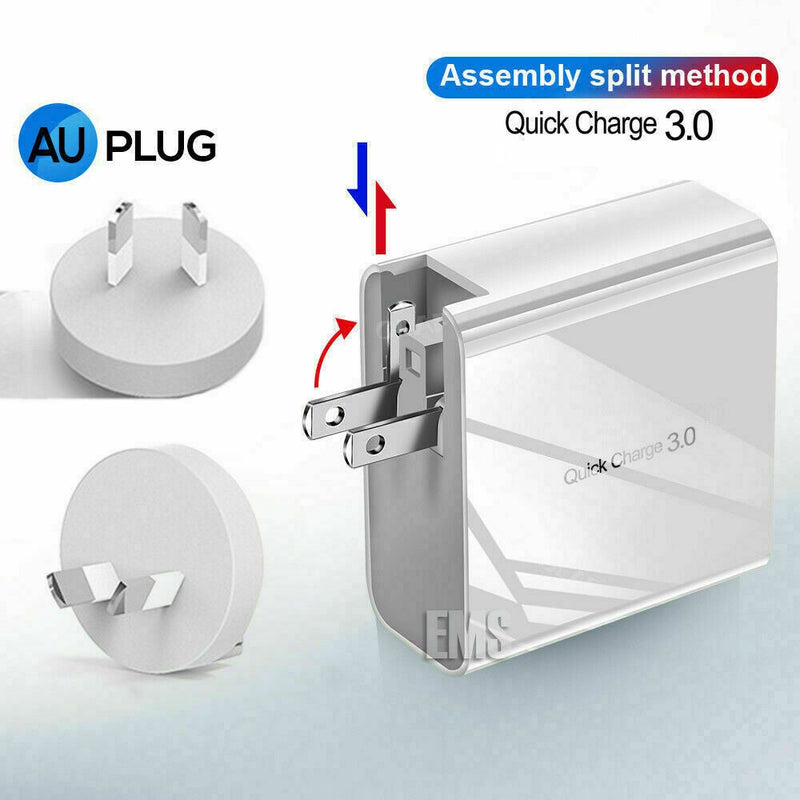 Fast Charging Charger QC3.0 48W PD USB Type C Hub Wall Plug Travel Adapter 4port